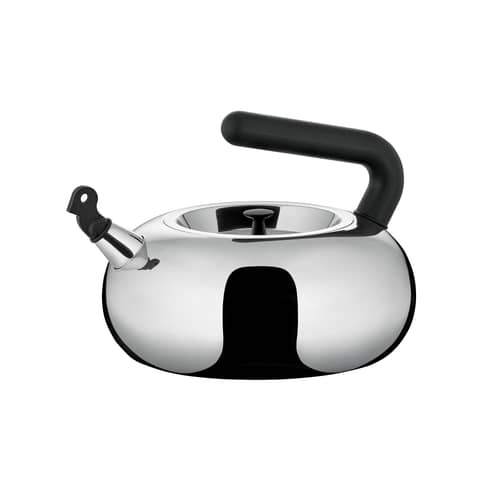 Wasserkessel Bulbul silber metall / 2,5L - Induktion / Alessi 100 Values Collection - Alessi - Stahl & Schwarz - Polyamid, rostfreier Stahl