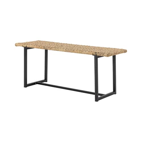Banc Adilly / L 114 cm - Bloomingville - Naturel / Noir - Fer thermolaqué, Polyrotin
