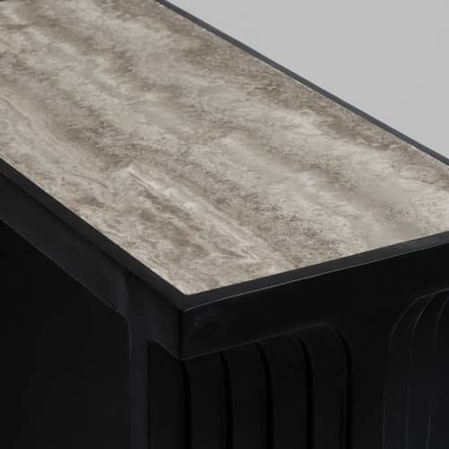 Console Arc / Plateau travertin - L 70 x P 30 x H 80 cm - 101 COPENHAGEN - Travertin gris / Café - Béton fibré, Travertin