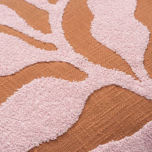 Housse de coussin Delia rose / 60 x 40 cm - Broderies relief - BROSTE COPENHAGEN - Moka & rose - Coton