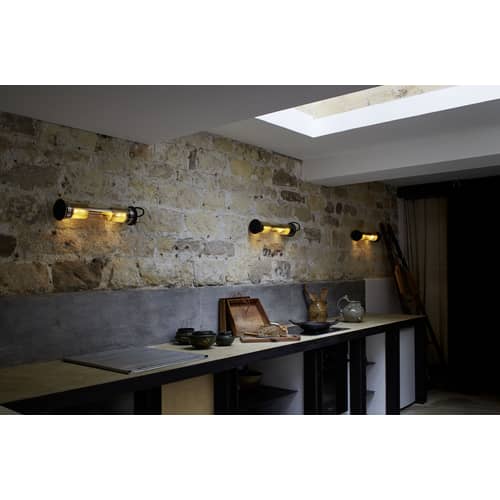 Outdoor-Wandleuchte In The Tube 100-500 metall glas gold / L 52 cm - DCW éditions - Goldfarben - Borosilikatglas, Messing, rostfreier Stahl