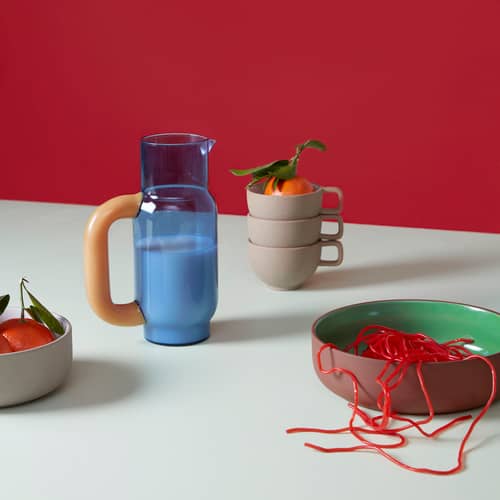 Karaffe  glas blau / 1,2 Liter - STUDIO ABOUT - Blau / Milchbernstein - Borosilikatglas