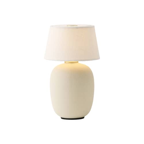 Lampe sans fil rechargeable Torso céramique beige / Ø 12 x H 20 cm - Audo Copenhagen - Sable - Céramique, Laiton, Lin