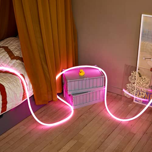 Lichterkette Flex Tube LED plastikmaterial rosa / 5 Zollstock - Flexible LED-Neonröhre - STUDIO ABOUT - Rosa - Silikon