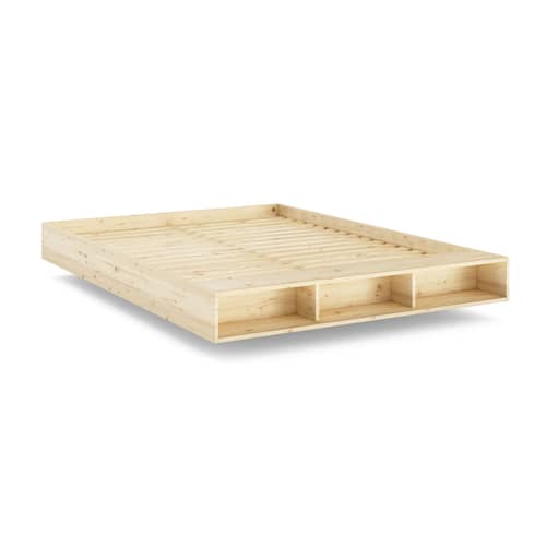 Lit double Merge / Pour matelas 160 x 200 cm - Banc / rangement intégré - KARUP DESIGN - Pour matelas 160 x 200 - Pin massif certifié FSC