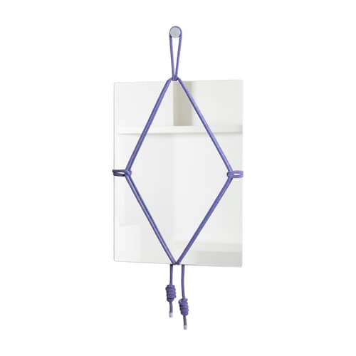 Miroir mural Shibari Rectangle verre bleu / L 50,5 x H 69 cm - Moustache - Bleu - Corde, Hêtre, Verre