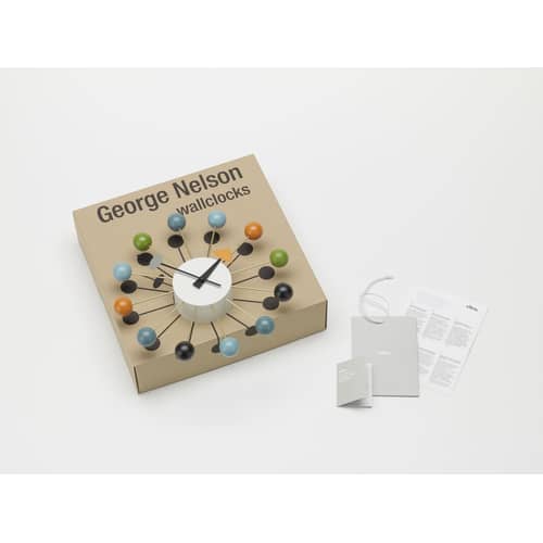 Orologio murale Ball Clock legno multicolore / By George Nelson, 1948-1960 / Ø 33 cm - Vitra - Multicolore - Legno tinto, metallo verniciato