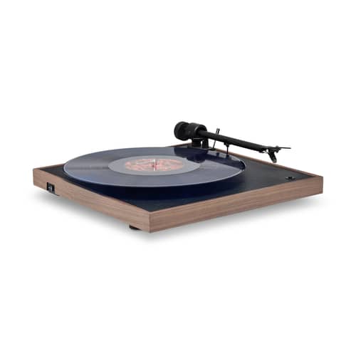 Platine vinyle Square CC - La Boîte Concept - Noyer  / Cuir noir - Aluminium, Cuir, MDF, Noyer