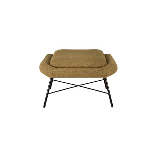 Poggiapiedi Barrow tessuto giallo / 60 x 45 cm - Ethnicraft - Zenzero - metallo laccato, Schiuma ad alta densità, Tessuto