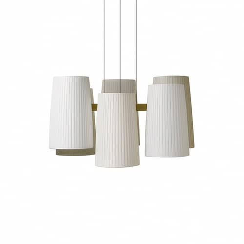Sospensione Fiesta LED tessuto bianco / 6 Paralumi - Ø 77 cm - Dix Heures Dix - 6 Paralumi - Tessuto plissettato