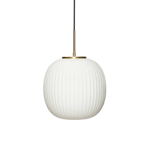 Suspension Serene verre blanc / Ø 32 cm - HÜBSCH - Blanc & laiton - Fer, Verre soufflé bouche