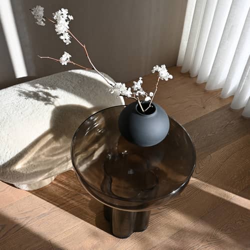 Table d\'appoint Crown Tall verre marron / Ø 45 x H 50 cm - 101 COPENHAGEN - Brun fumé - Verre soufflé bouche