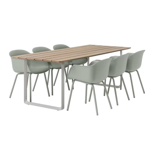 Table rectangulaire 70/70 OUTDOOR / 225 x 90 cm - Muuto - Acajou / Gris - Acajou Sapelli FSC, Aluminium thermolaqué