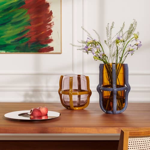 Vase Sestiere verre orange / Ø 27 x H 26 cm - Verre de Murano / Patricia Urquiola, 2022 - CASSINA - Améthyste transparent / Jaune citron - Verre de Murano soufflé