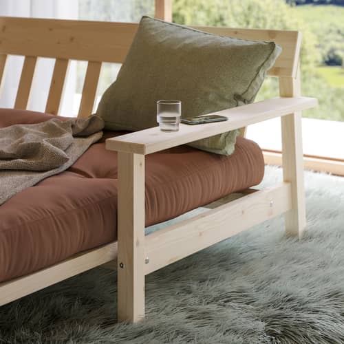 Canapé convertible Unwind / L 218 cm - KARUP DESIGN - Brun argile 759 / Pin clair - Fibres recyclées mélangées, Mousse, Pin massif certifié FSC, Tissu