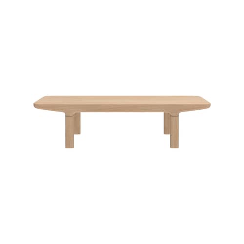 Camille Coffee table natural wood wood - 120 x 50 x H 29.5 cm - Hartô - H 29.5 cm / Oak - MDF veneer oak, Solid oak
