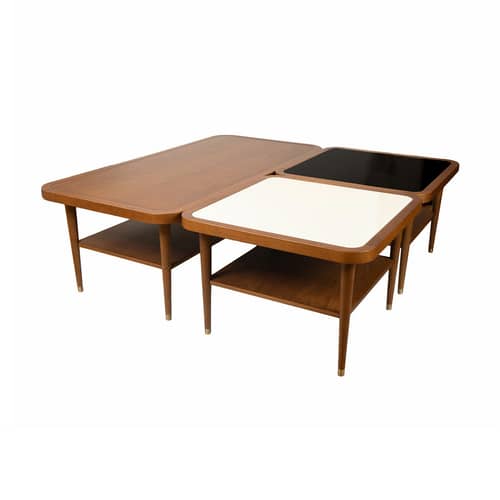 Puzzle Coffee table natural wood / 120 x 60 cm - Laminate - Maison Sarah Lavoine - Walnut - Brass, Stratified, Tinted oak