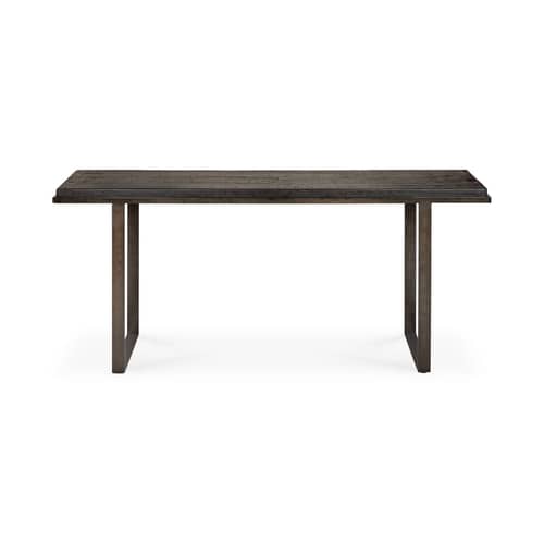 Console Stability métal bois marron noir / L 170 x H 75 cm - Sculpté main - Ethnicraft - Terre d\'Ombre - Métal, Mineral