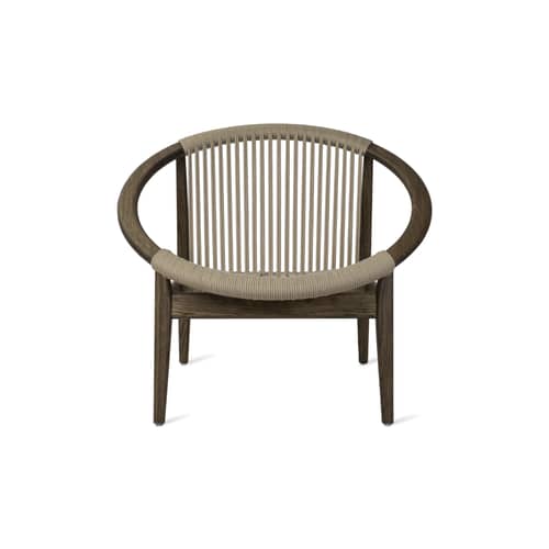 Norma Lounge armchair textile beige natural wood / Acrylic rope & oak - Vincent Sheppard - Dark oak / Linen beige rope - Acrylic rope, Tinted oak wood