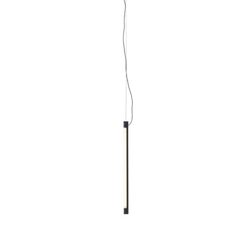 Fine LED Pendant metal black / L 60 cm - Horizontal or vertical position - Muuto - L 60 cm / Black - Moulded aluminium, Plastic
