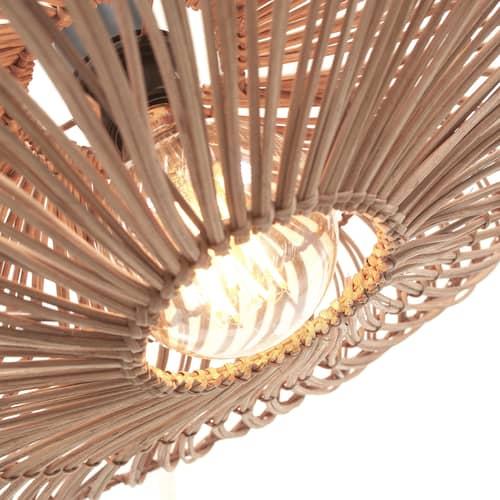 Plafonnier Zanzibar fibre végétale bois beige / rotin / Ø 40 cm - GOOD&MOJO - Naturel - Fer, Rotin
