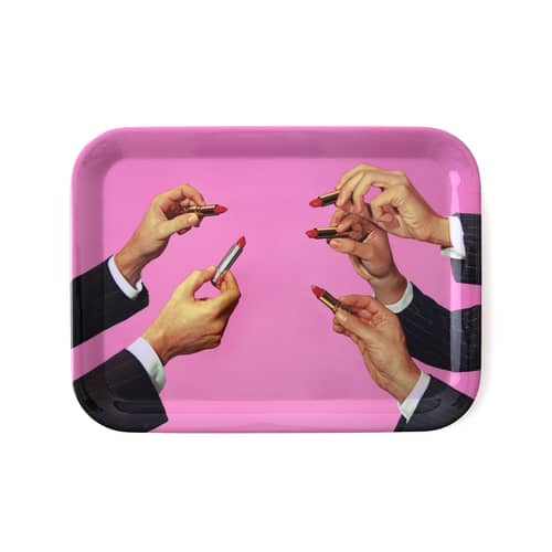 Plateau Toiletpaper - Lipsticks pink / 32 x 43,5 cm - Mélamine - Seletti - Lipsticks pink - Mélamine
