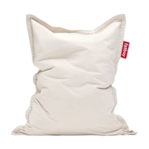 Pouf Original Slim Cord tissu blanc / 100% recyclé - Velours côtelé - Fatboy - Crème - Micro-billes EPS recyclé, Velours côtelé recyclé