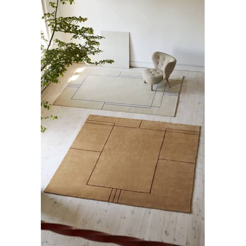 Cruise AP12 Rug textile brown beige / 200 x 300 cm - Handwoven - &tradition - Golden brown / Red lines - Bamboo silk, Viscose, Wool