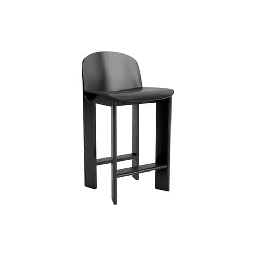 Sedia da bar Chisel 35 Low legno nero / H 65 cm - Hay - Nero - Impiallacciatura rovere laccato