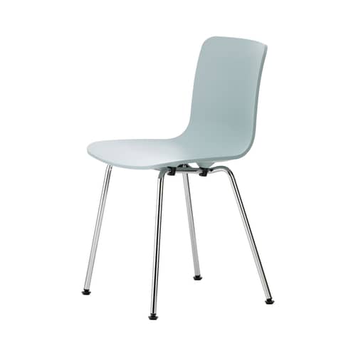 Sedia HAL RE Tube materiale plastico blu / Plastica riciclata - Vitra - Grigio bluastro / Gambe cromate - Acciaio, Polipropilene riciclato