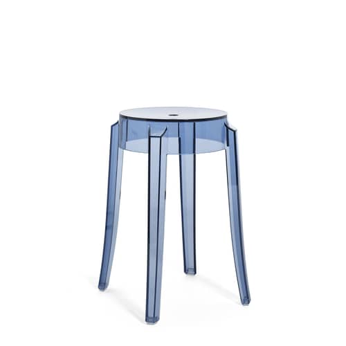 Stappelbarer Hocker Charles Ghost plastikmaterial blau / H 46 cm - Polycarbonat - Kartell - Puderblau - Polykarbonat
