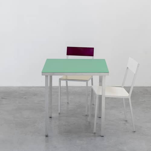Tavolo quadrato Alu table metallo verde / 85 x 85 cm - (interno/esterno) - valerie objects - Verde - Alluminio