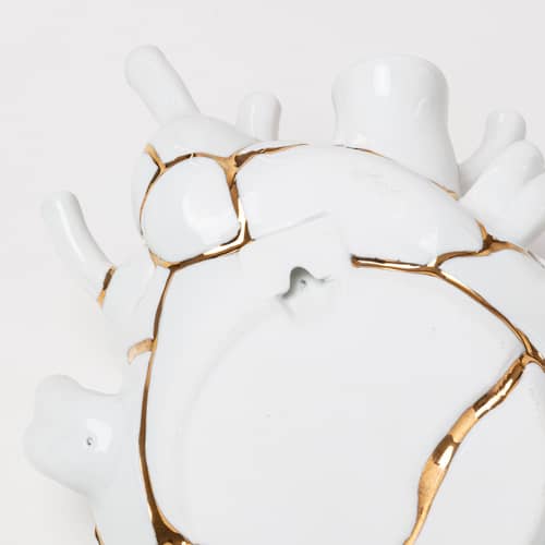 Vase Love in Bloom Kintsugi céramique blanc / or 24K - H 25 cm / Marcantonio, 2018 - Seletti - Blanc & or / Motifs colorés - Or 24K, Porcelaine