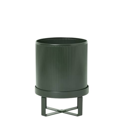 Vaso per fiori Bau Small metallo verde / Ø 18 cm - Metallo - Ferm Living - Verde scuro - Acciaio galvanizzato