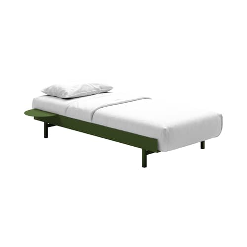 Lit enfant évolutif  avec table de nuit / Pour matelas 90 x 180 à 210 cm - MOEBE - Vert pin - Acier
