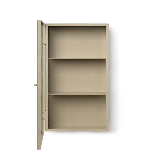 Wandablage Haze metall glas beige / L 35 x H 60 cm -Drahtglas - Ferm Living - Kaschmir-beige / Riffelglas - epoxy-beschichtetes Metall, Geriffeltes Glas