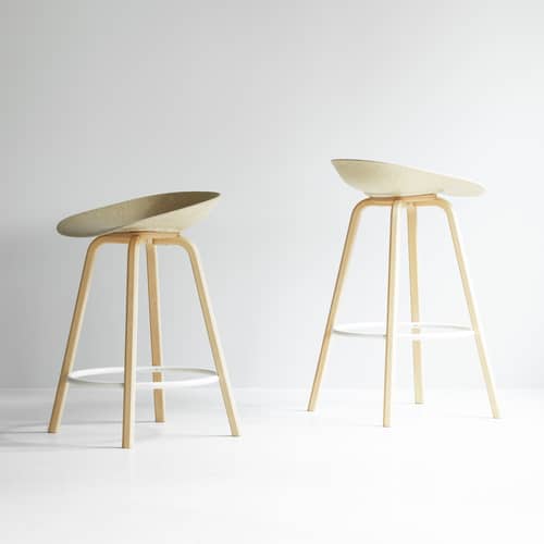Barhocker Mat faser beige / H 75 cm - Hanf / Füße Buchenfurnier - Normann Copenhagen - Hanf (hell) / Füße Buchenfurnier - FSC-zertifizierte Buche, Hanf, thermolackierter Stahl