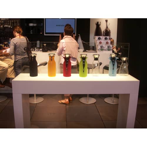 Carafe Stoppe-goutte métal verre transparent 1L / Sans fourreau - Eva Trio - Transparent - Acier inoxydable, Silicone, Verre