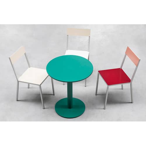 Chaise Alu Chair    / Aluminium - valerie objects - Assise Bordeaux / Dossier rose - Aluminium