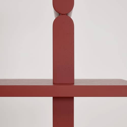Étagère Coloured Wood Noon bois rouge / L 118 x H 107 cm - NOBODINOZ - Rouge brique - Frêne