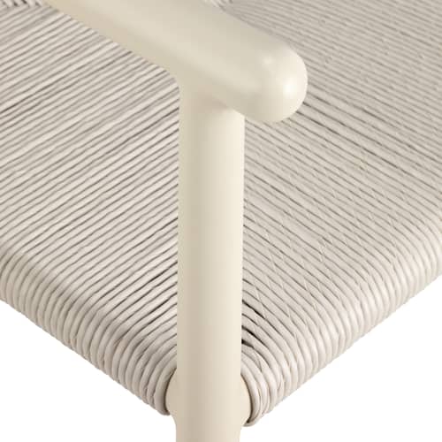 Fauteuil de repas Elin métal beige / Assise corde - Ethnicraft - Sable - Aluminium thermolaqué, Corde