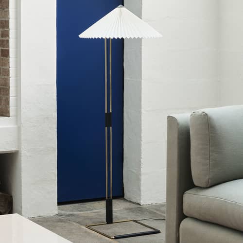 Lampadaire Matin / Ø 50 x H 129 cm - Hay - Blanc - Acier plaqué laiton, Coton
