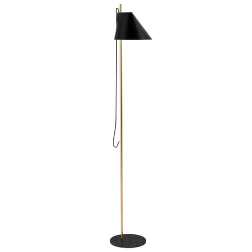 Lampadaire Yuh métal marbre noir LED / Base marbre - Orientable - Louis Poulsen - Noir - Aluminium, Laiton, Marbre