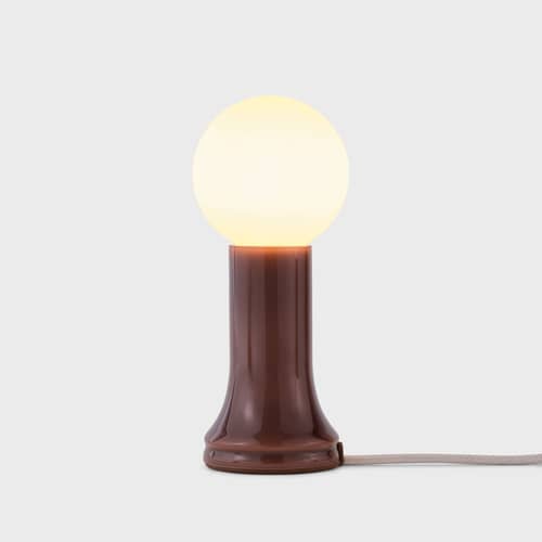 Lampe de table Shore verre marron - TALA - Marron - Porcelaine, Verre soufflé bouche
