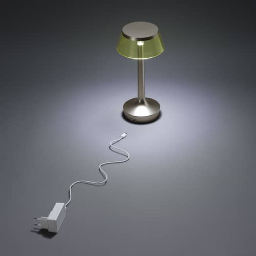Lampe sans fil rechargeable Bon Jour Unplugged plastique gris / LED - Variateur sensitif/ Modèle d\'exposition - Flos - Chromé / Fumé - PMMA