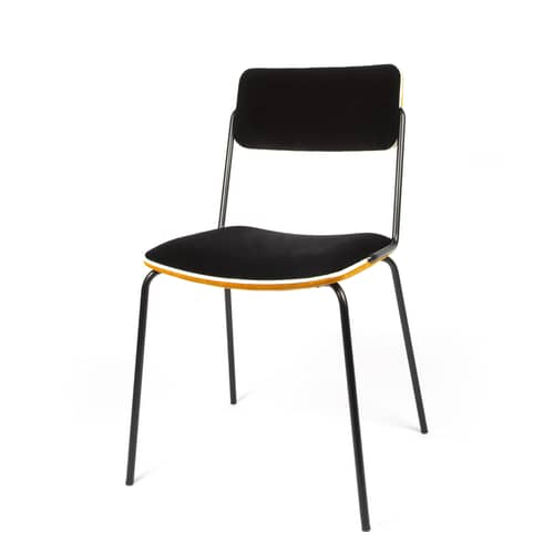 Double jeu Padded chair textile yellow black / Velvet - Maison Sarah Lavoine - Ochre / Black - Foam, Lacquered steel, Velvet, Wood