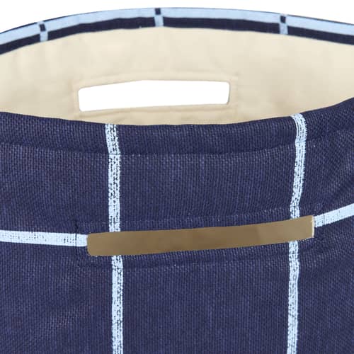 Panier Vibes tissu bleu / H 56 cm - NOBODINOZ - Bleu marine / Grille - Coton biologique, Polyester