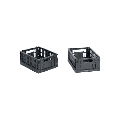 Lot de 2 paniers Colour Crate MINI plastique gris / 17 x 13 cm - Recyclé - Hay - Charbon - Polypropylène recyclé