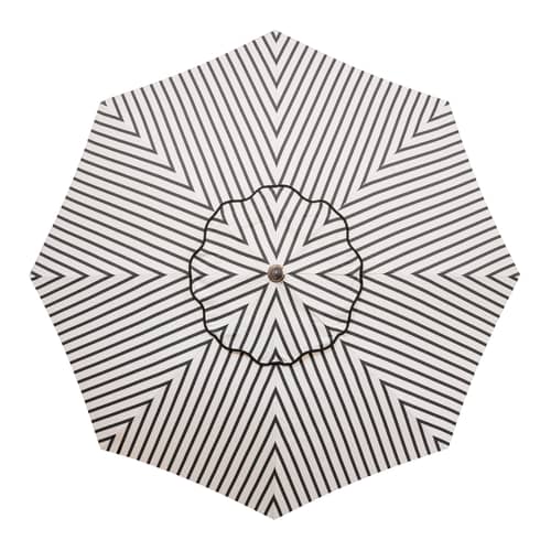 Parasol The Club Monaco noir / Ø 200 cm - BUSINESS & PLEASURE - Rayé / Noir - Aluminium, Fibre de verre, Toile outdoor