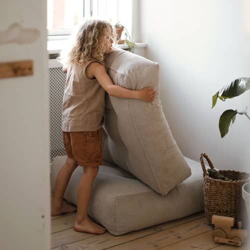 Pouf More / 70 x 70 cm - Fabriqué à la main en Europe - KARUP DESIGN - Ivoire 510 (velours côtelé) - Coton, Fibres mélangées, Polyester